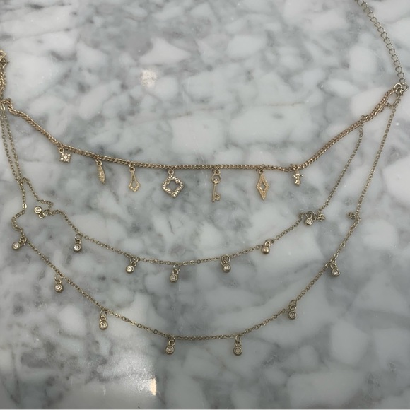 White House Black Market Three Tier Charm Necklace - Picture 2 of 5